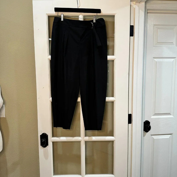 ANTHROPOLOGIE POLECI Slacks Dress Pants Tapered Leg w Fold Over D Ring Detail -6 - Picture 2 of 6